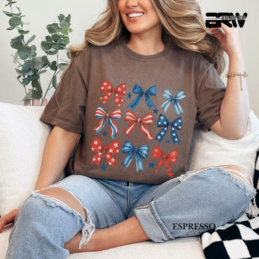 Red-White-Blue Bows- Patriotic Tee