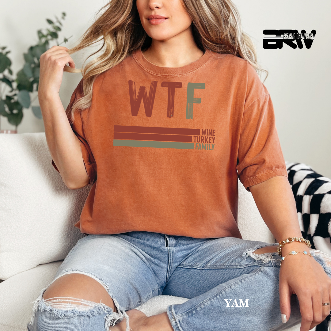 'WTF wine turkey family' Fall Tee
