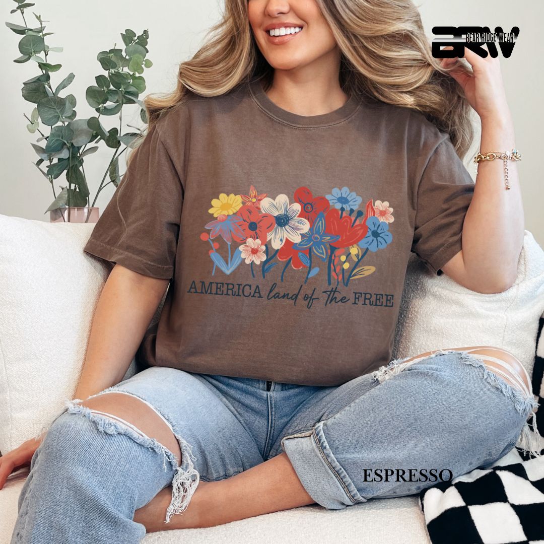 America Flowers- Patriotic Tee