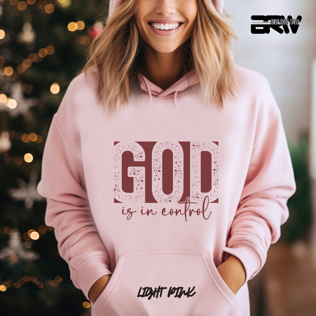 'God Is In Control' Red Stroke  Faith Hoodie
