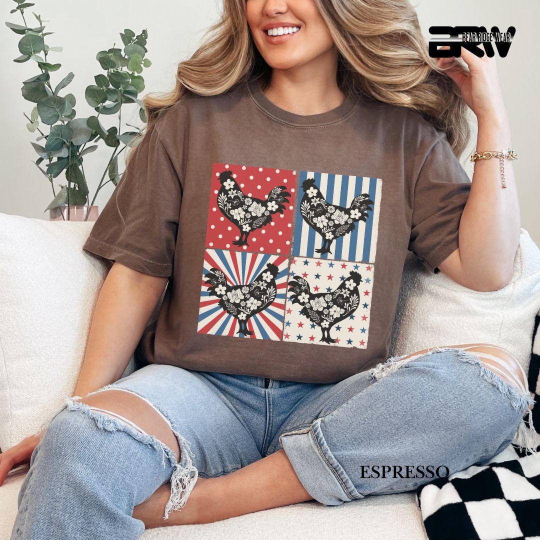 4th Of July Chickens - Patriotic Tee