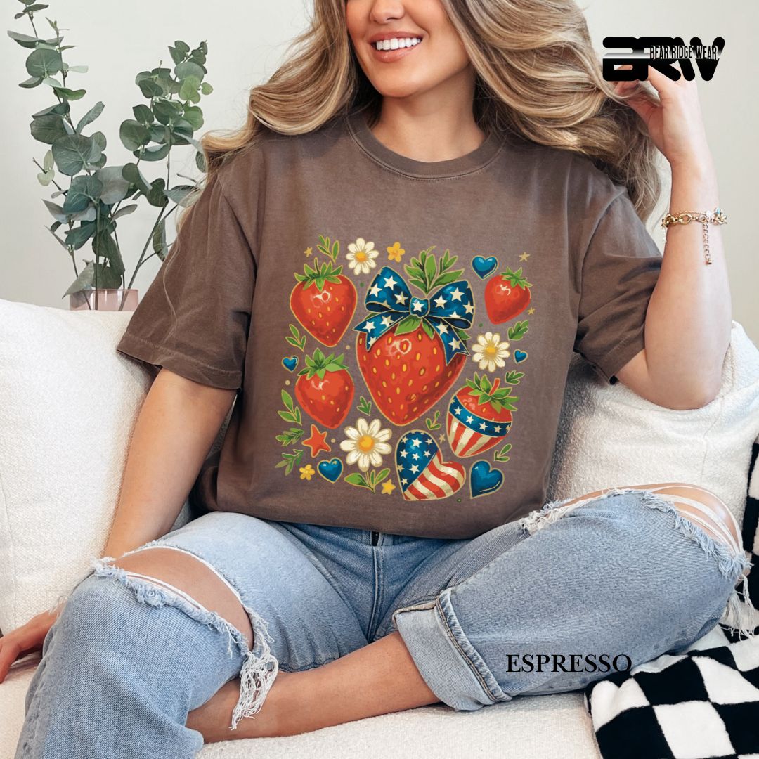 Strawberries- Patriotic Tee