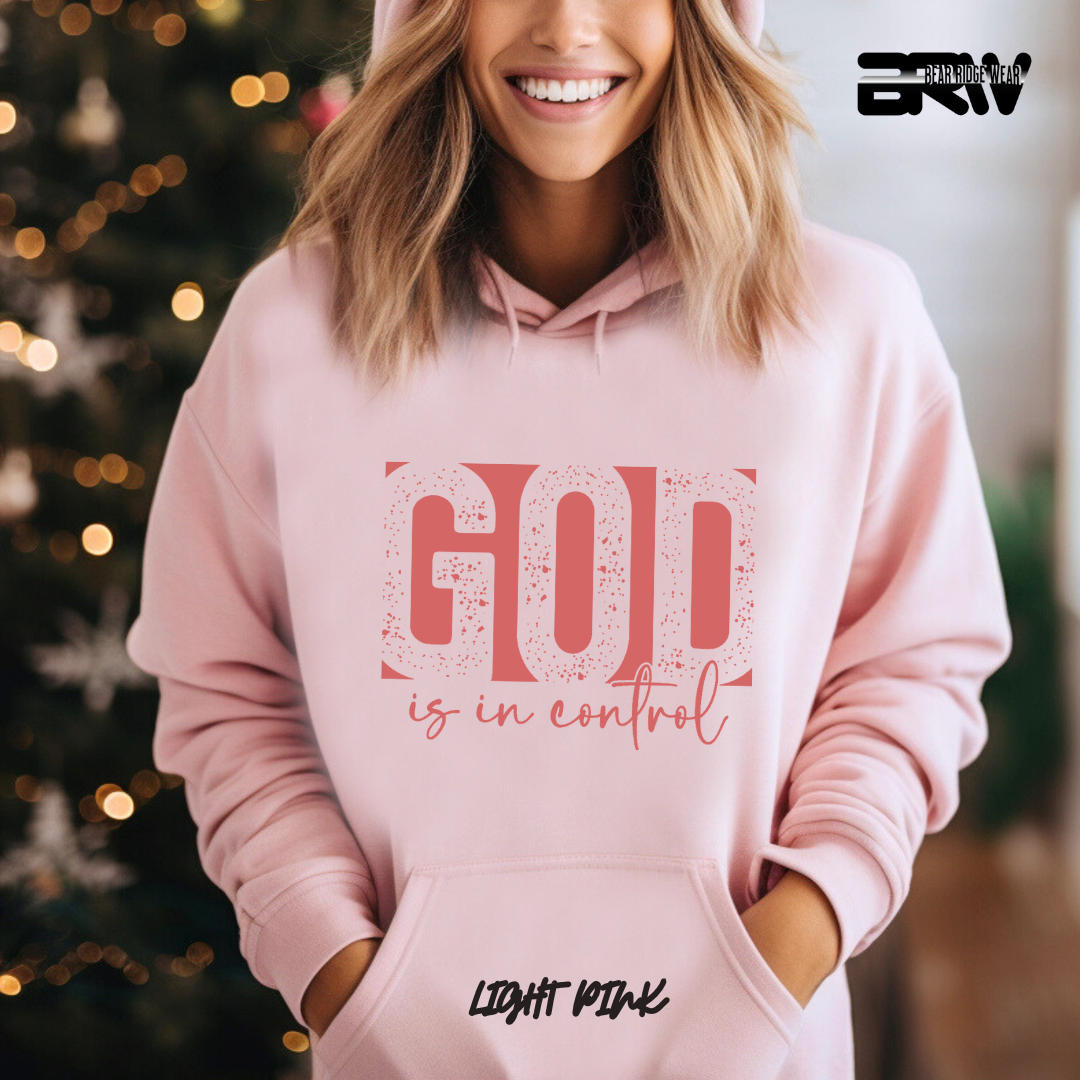 'God Is In Control' Pink Stroke  Faith Hoodie