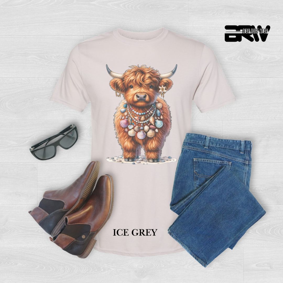 'Highland Cow-Lei Sea Shells' 2 Summer Tee