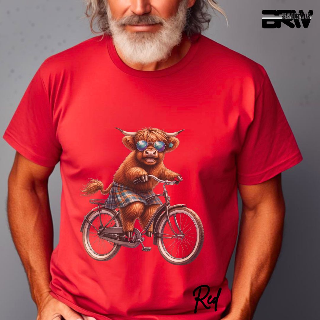'Highland Cow- Bicycle' Summer T- Shirt
