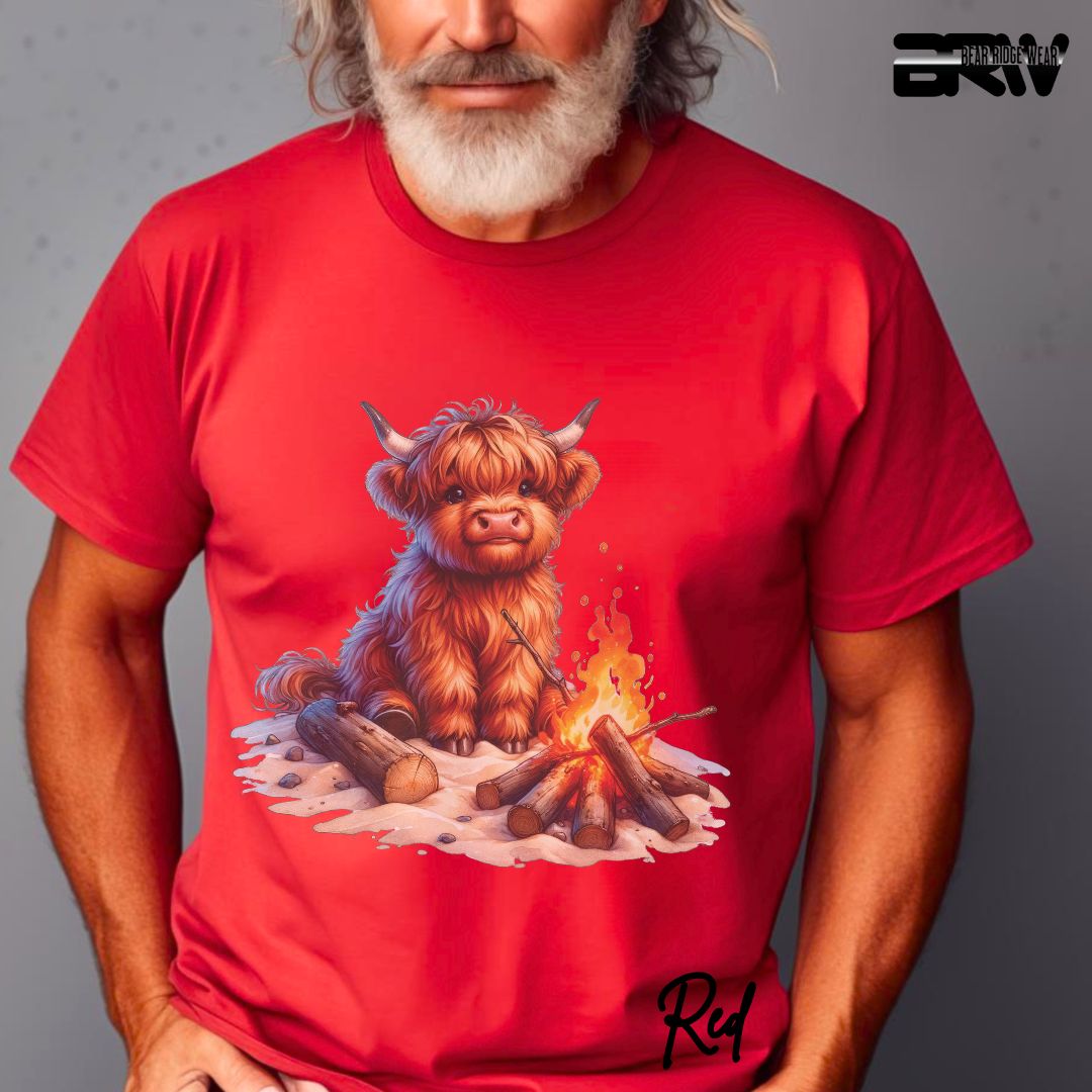 'Highland Cow-Bonfire' Summer T- Shirt