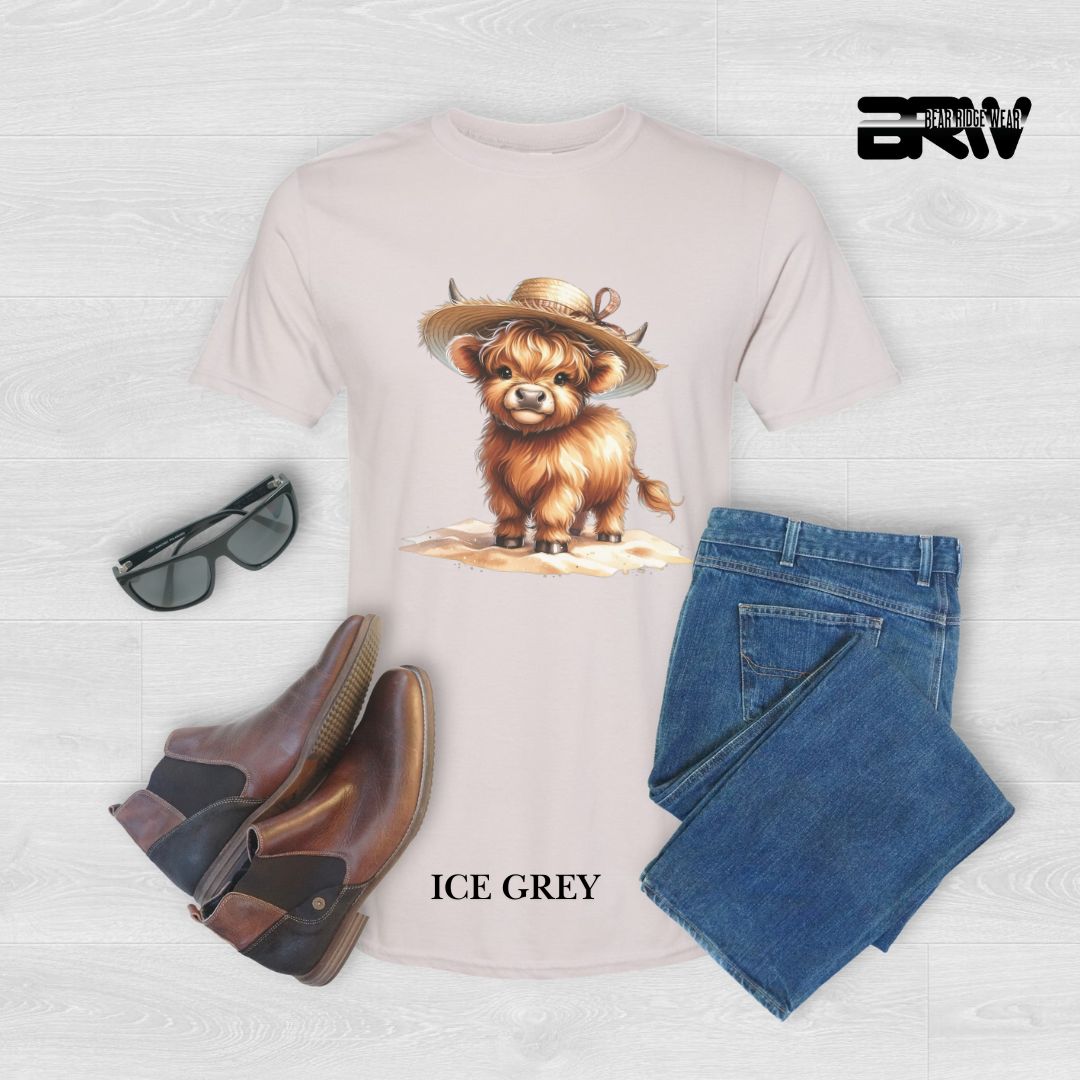 'Highland Cow-Sun Hat' 2 Summer Tee