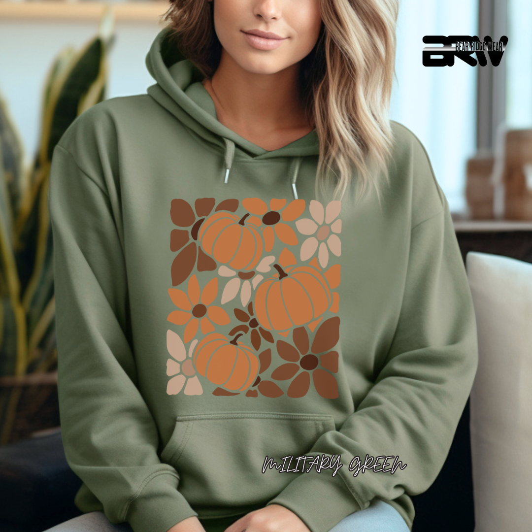 'Boho Floral Pumpkin' Fall Hoodie