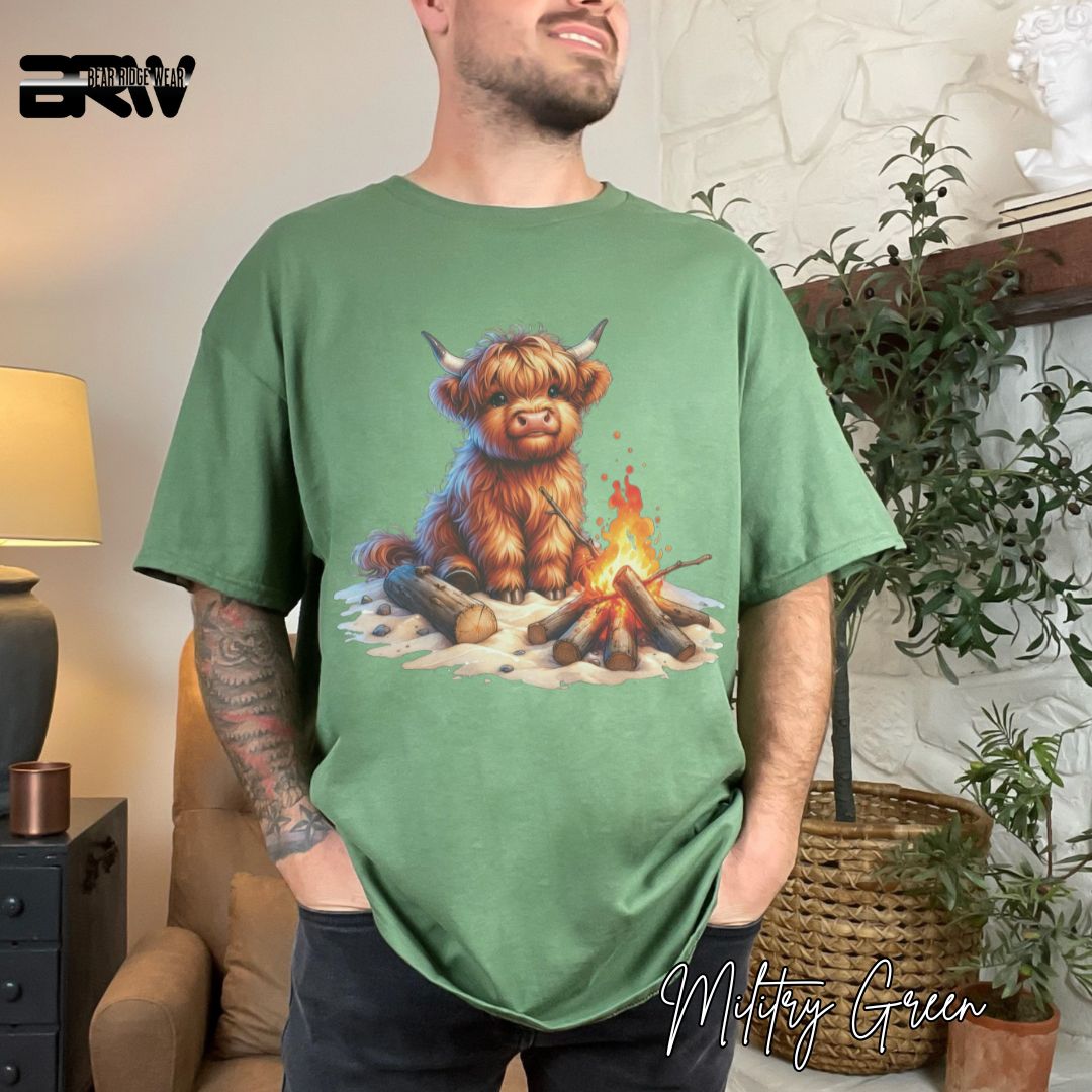 'Highland Cow-Bonfire' Summer T- Shirt