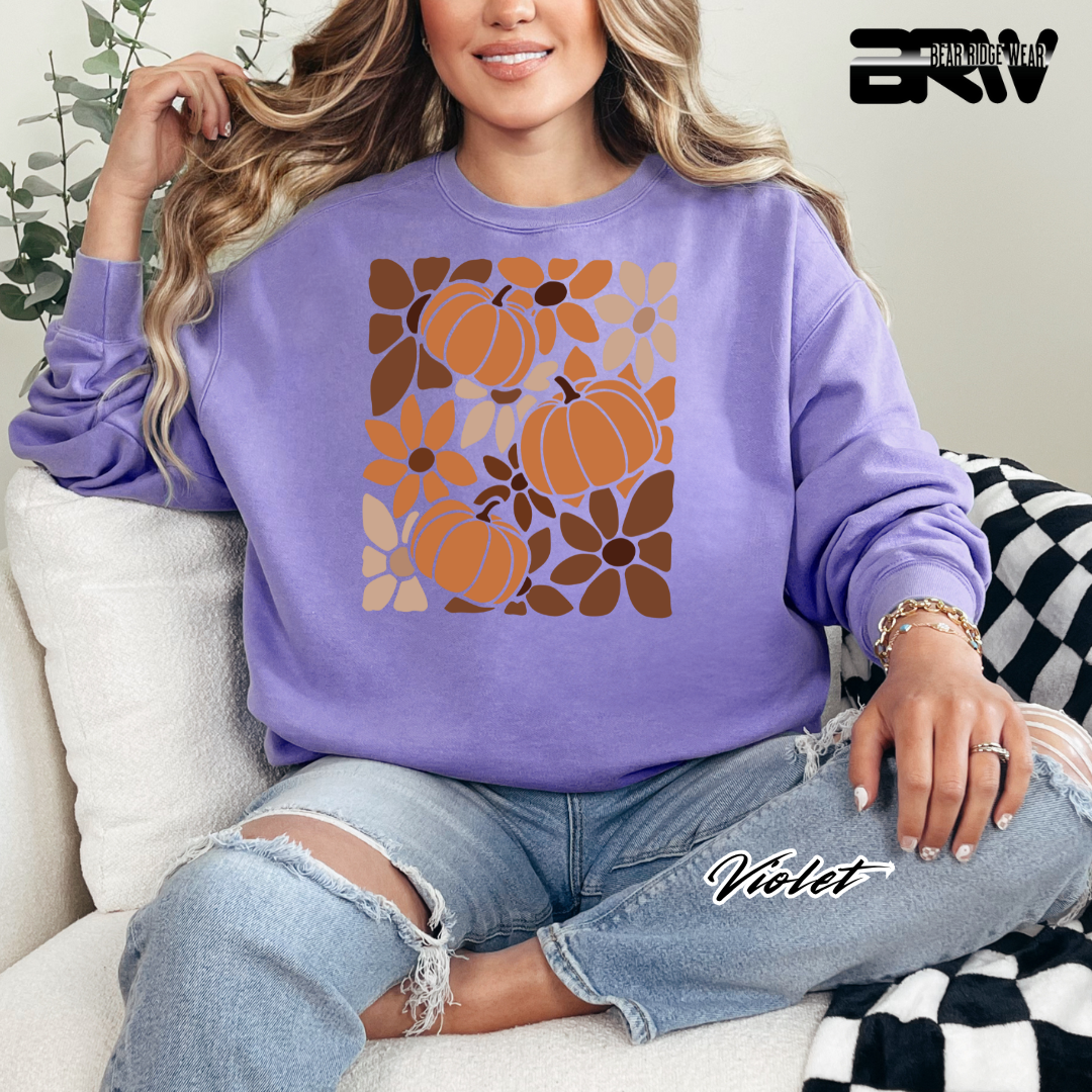 'Boho Floral Pumpkin' Fall Crewneck Sweatshirt