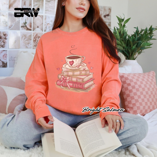 'Coffee on Top of the Books' Long Sleeve Tee