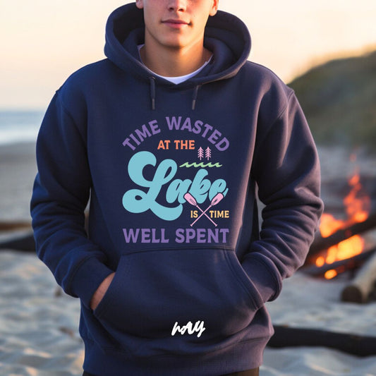 'Time Wasted At The Lake Is Time Well Spent' Summer Hoodie