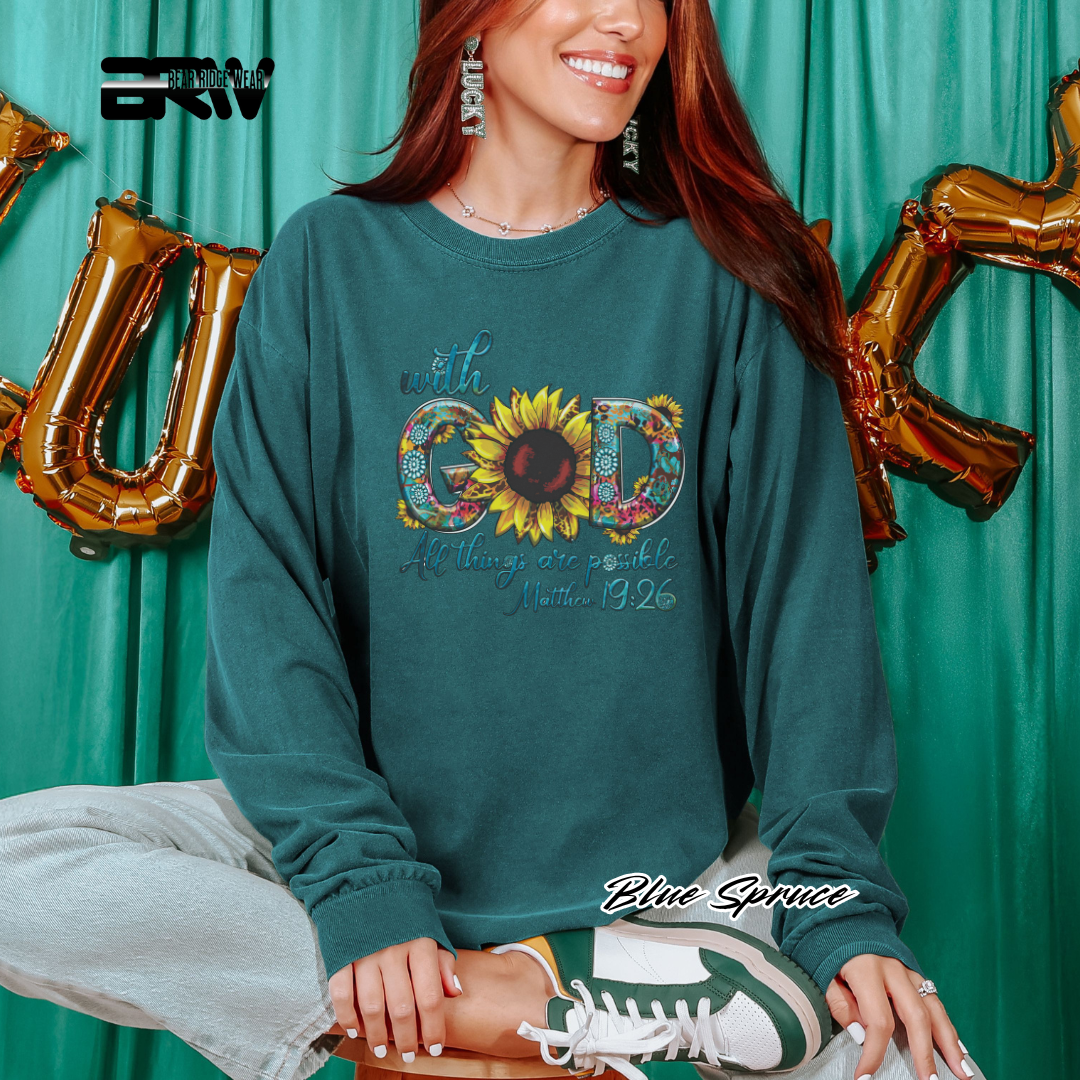 'With God All Things Are Possible' Long-Sleeve Faith Tee