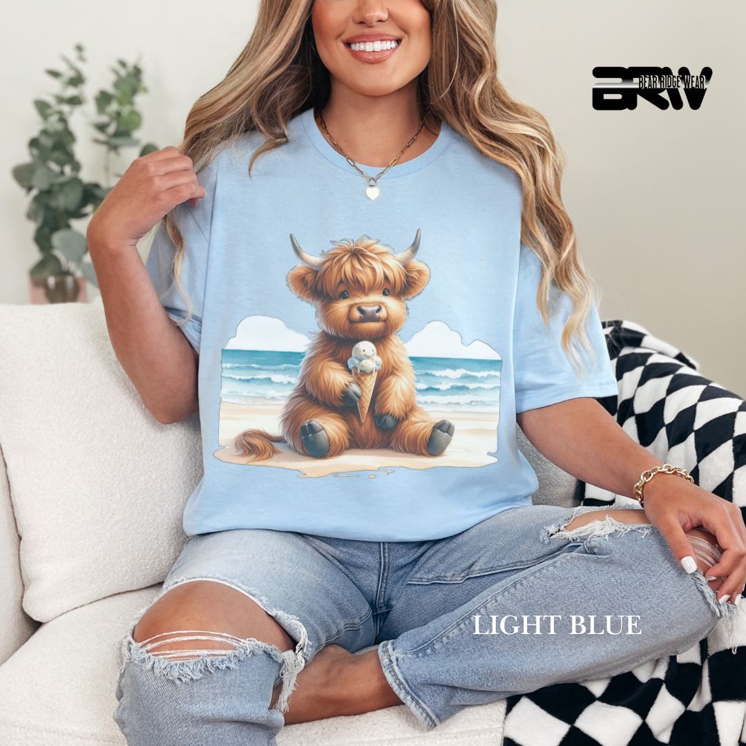 'Highland Cow-Ice Cream' 2 Summer Tee