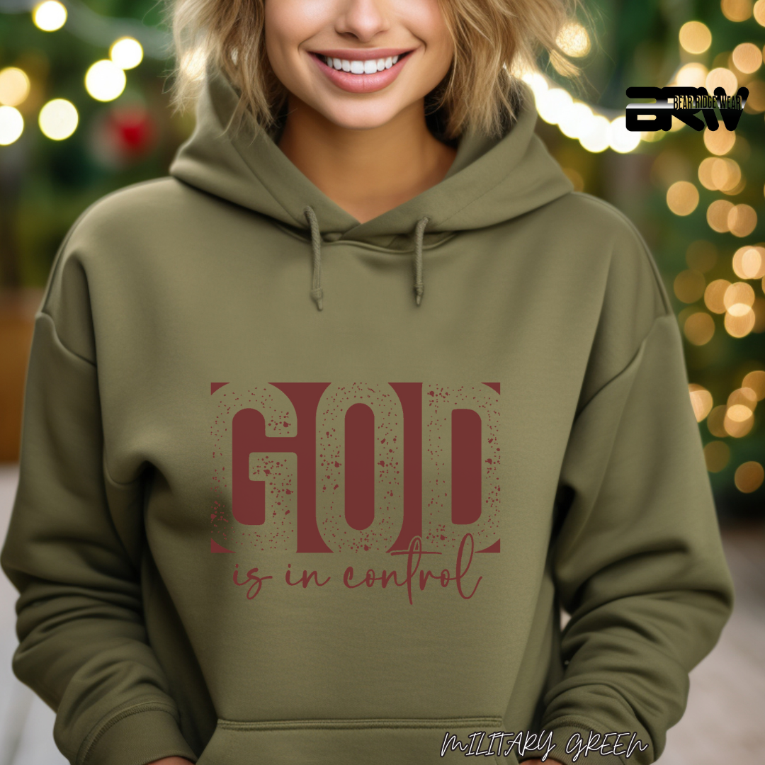 'God Is In Control' Red Stroke  Faith Hoodie