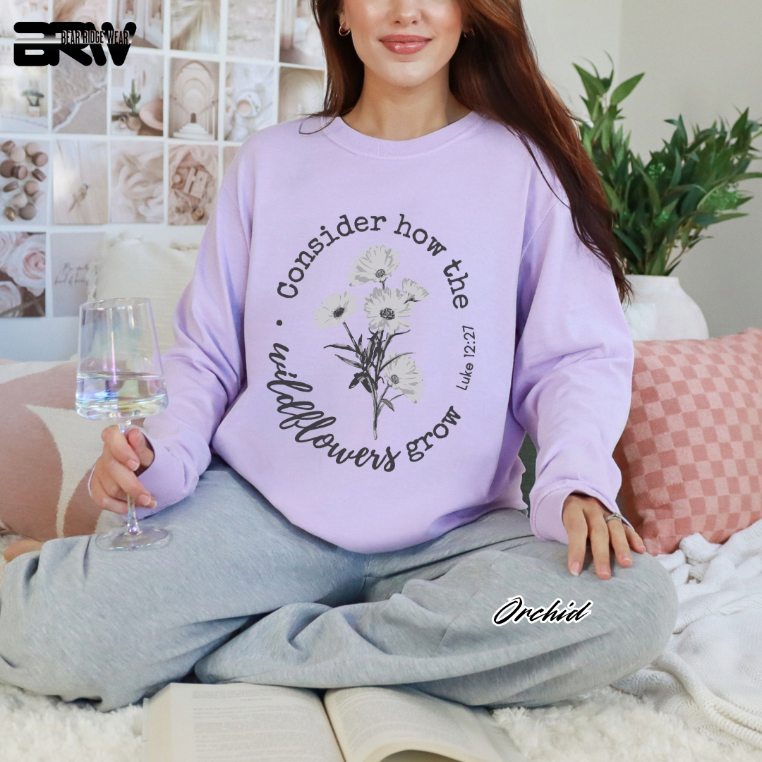 'Consider How The Wildflower Grow' Faith Long-Sleeve Tee