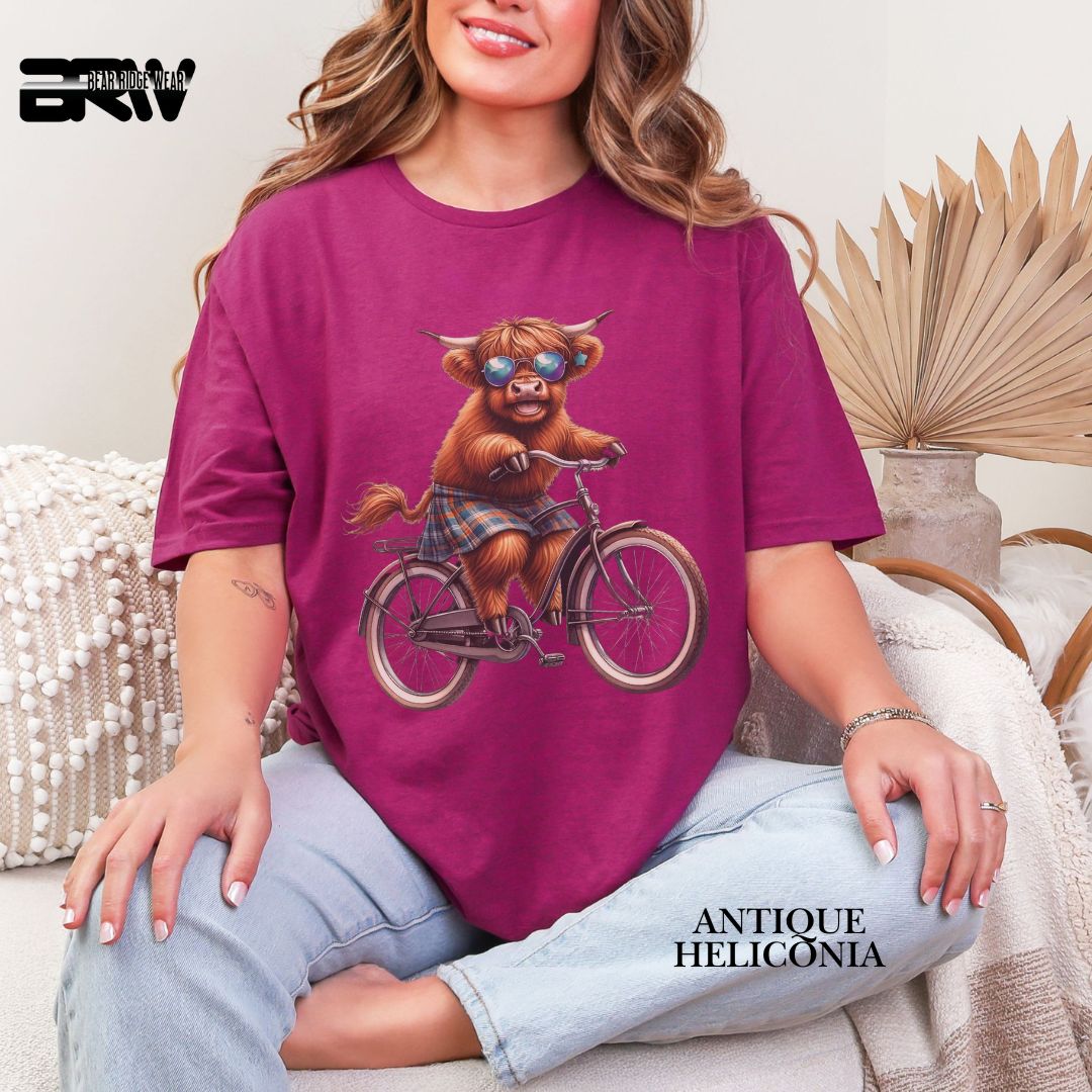 'Highland Cow-Bicycle'  Summer Tee