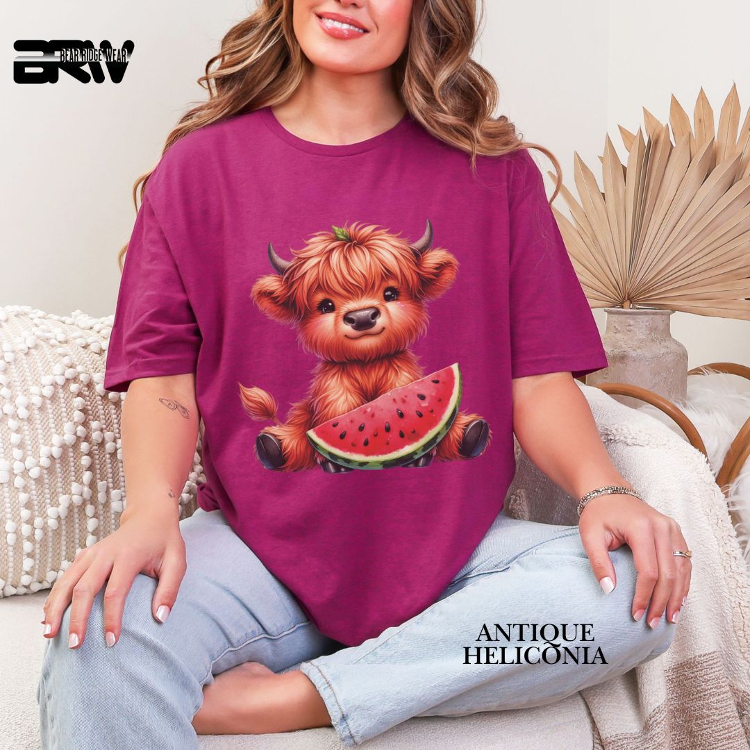 'Highland Cow- Watermelon'  Summer Tee