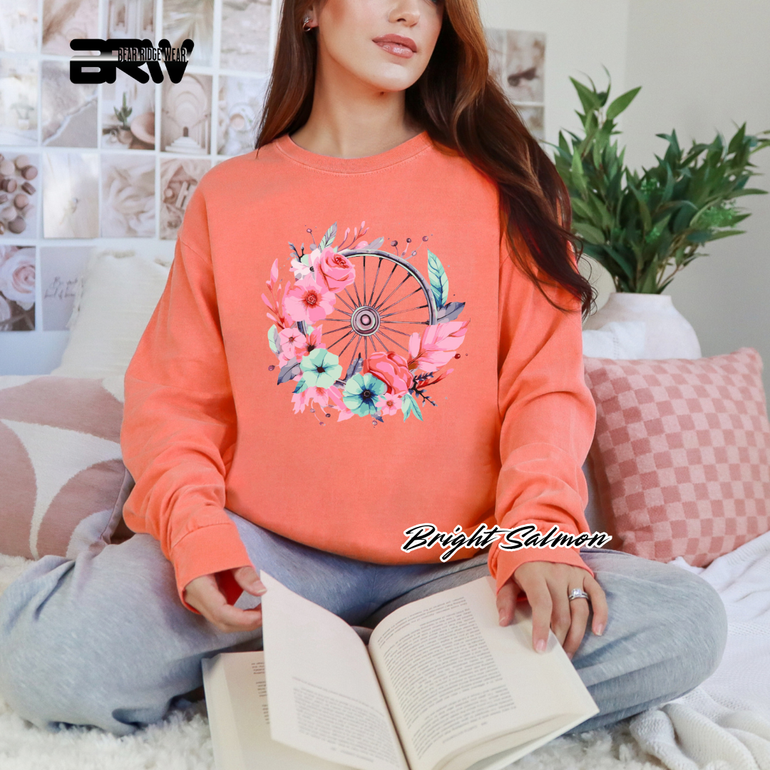 'Flower-Wagon Wheel' Long Sleeve Tee