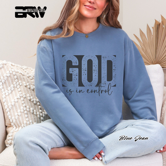 'God Is In Control' Black Faith Long-Sleeve Tee
