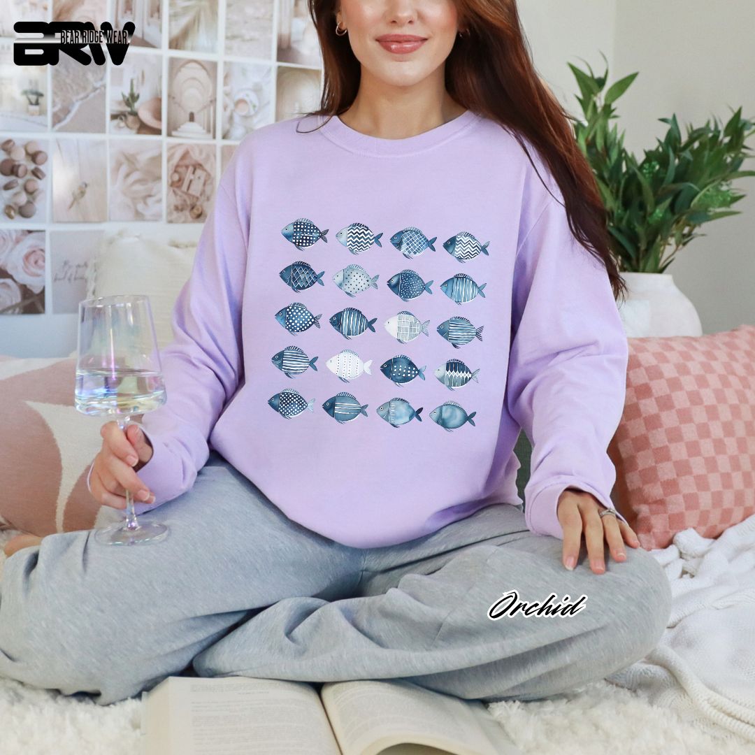 'Water Color Fish Pattern Design' Summer Long Sleeve Tee