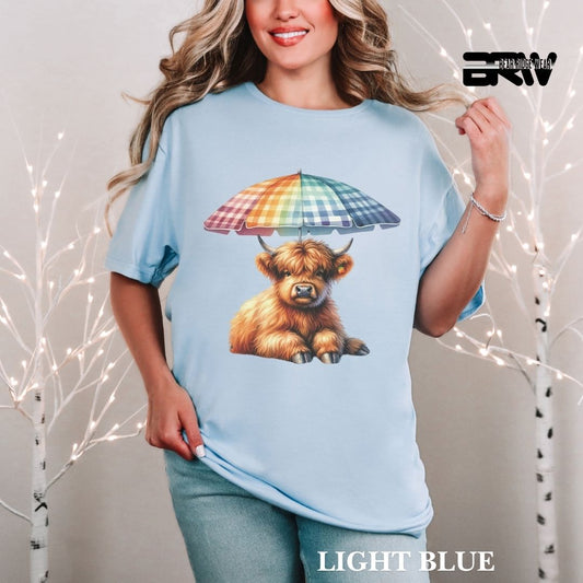 'Highland Cow-Umbrella' 2 Summer Tee