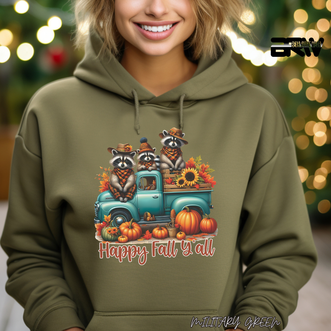 'Happy Fall Yall-Raccoons'  Fall Hoodie