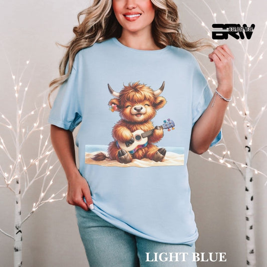 'Highland Cow-Guitar' 2 Summer Tee