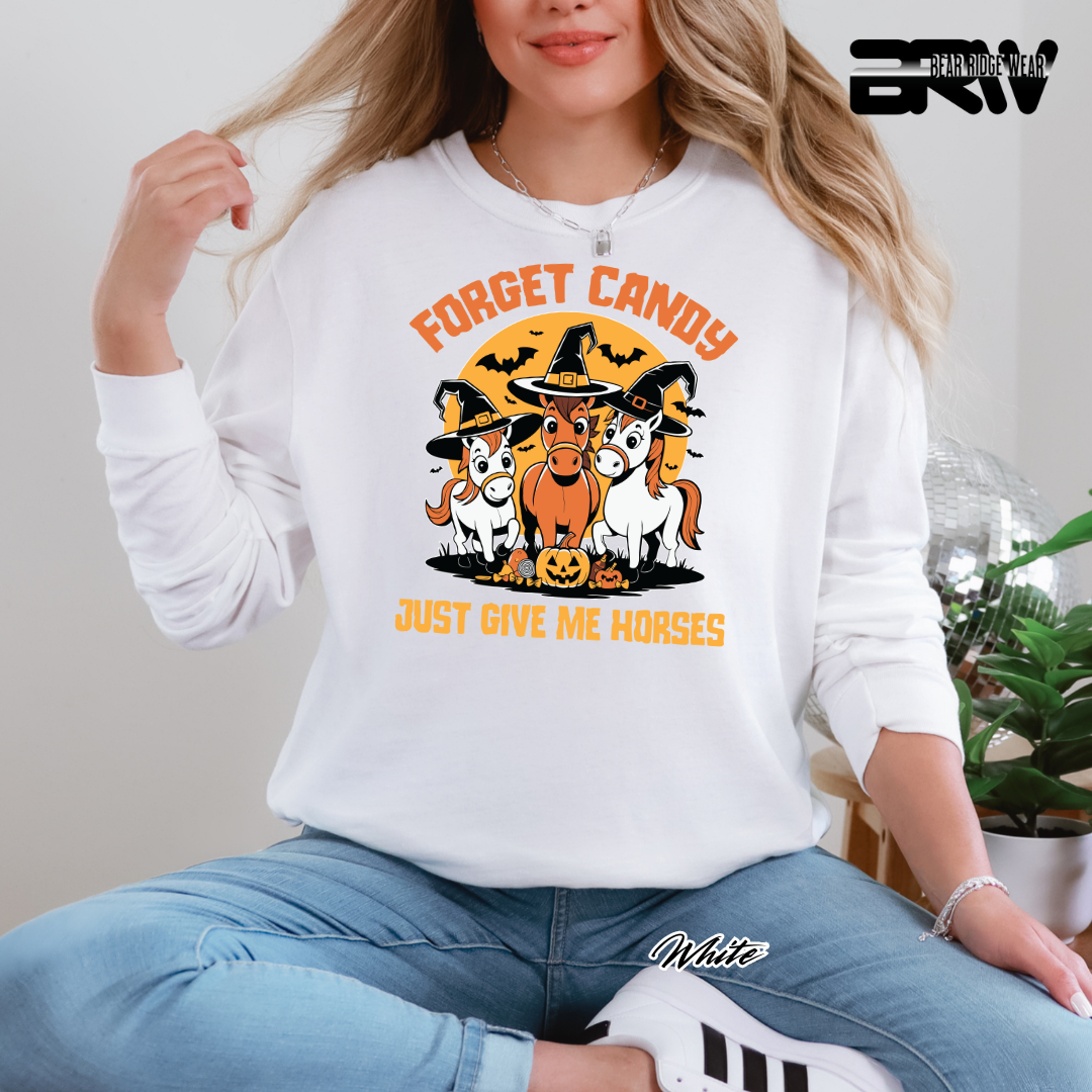 'Forget Candy-Horses.' Fall Crewneck Sweatshirt