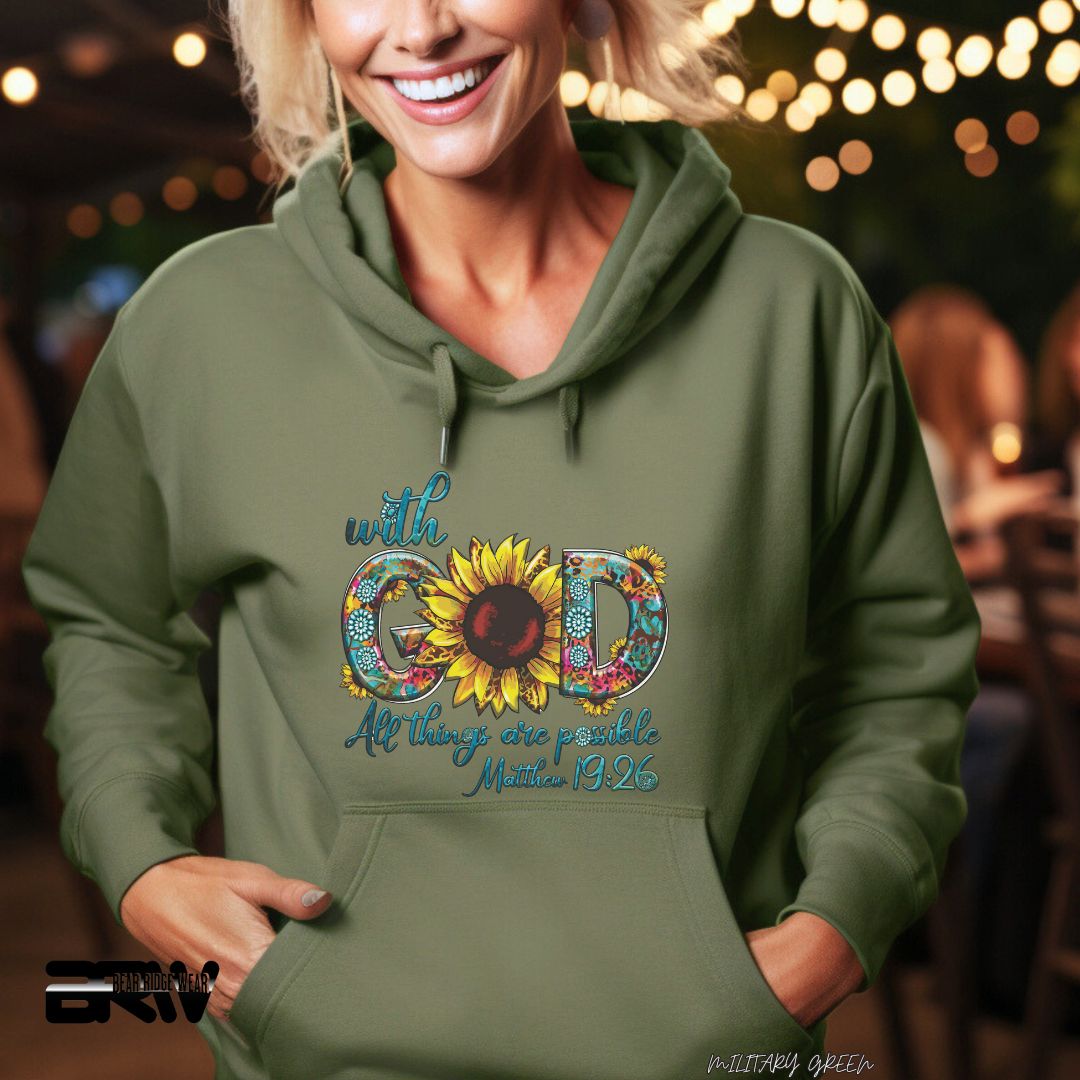 'With God All Things Are Possible'  Faith Hoodie