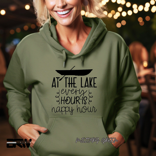 'At the lake every hour is happy hour' Hoodie