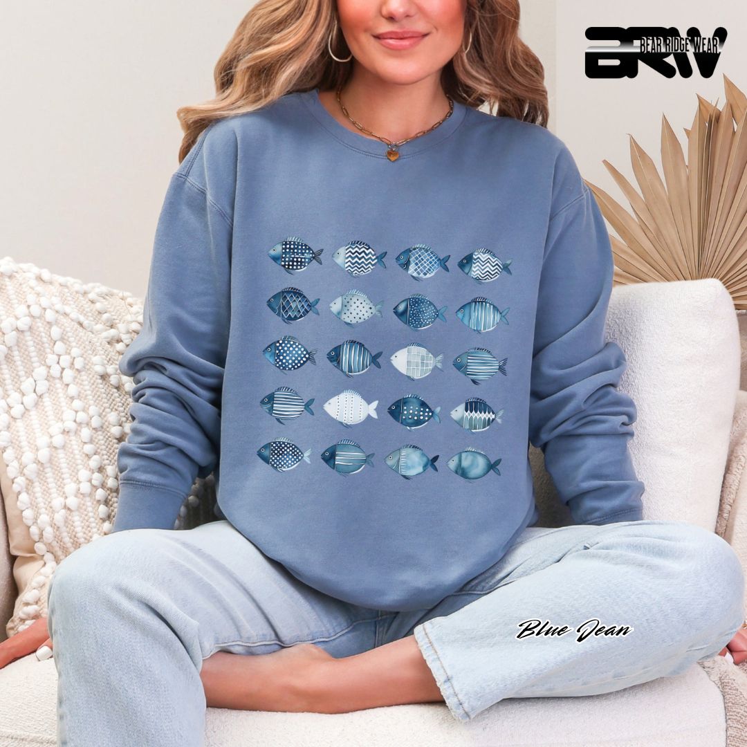 'Water Color Fish Pattern Design' Summer Long Sleeve Tee