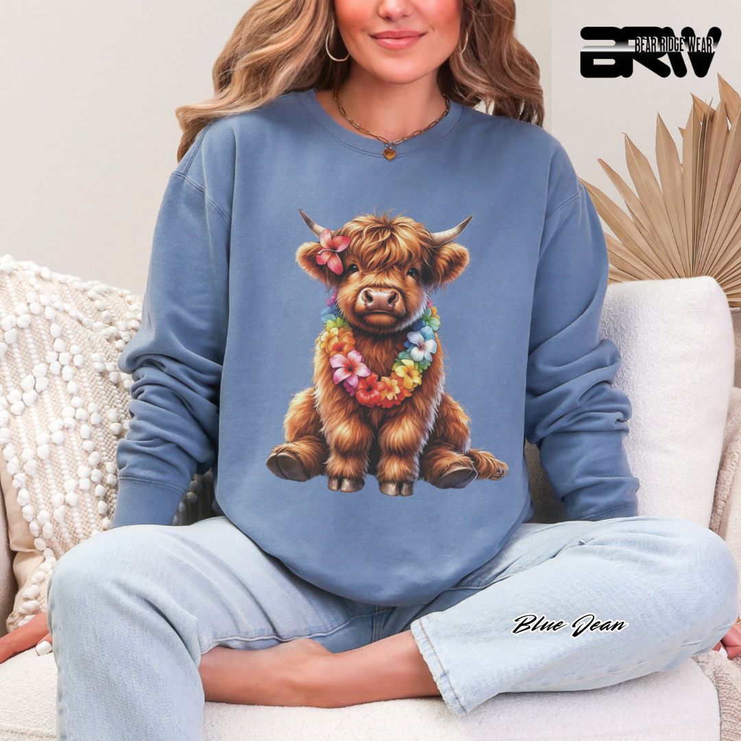 'Highland Cow-Lei' Summer Long Sleeve Tee