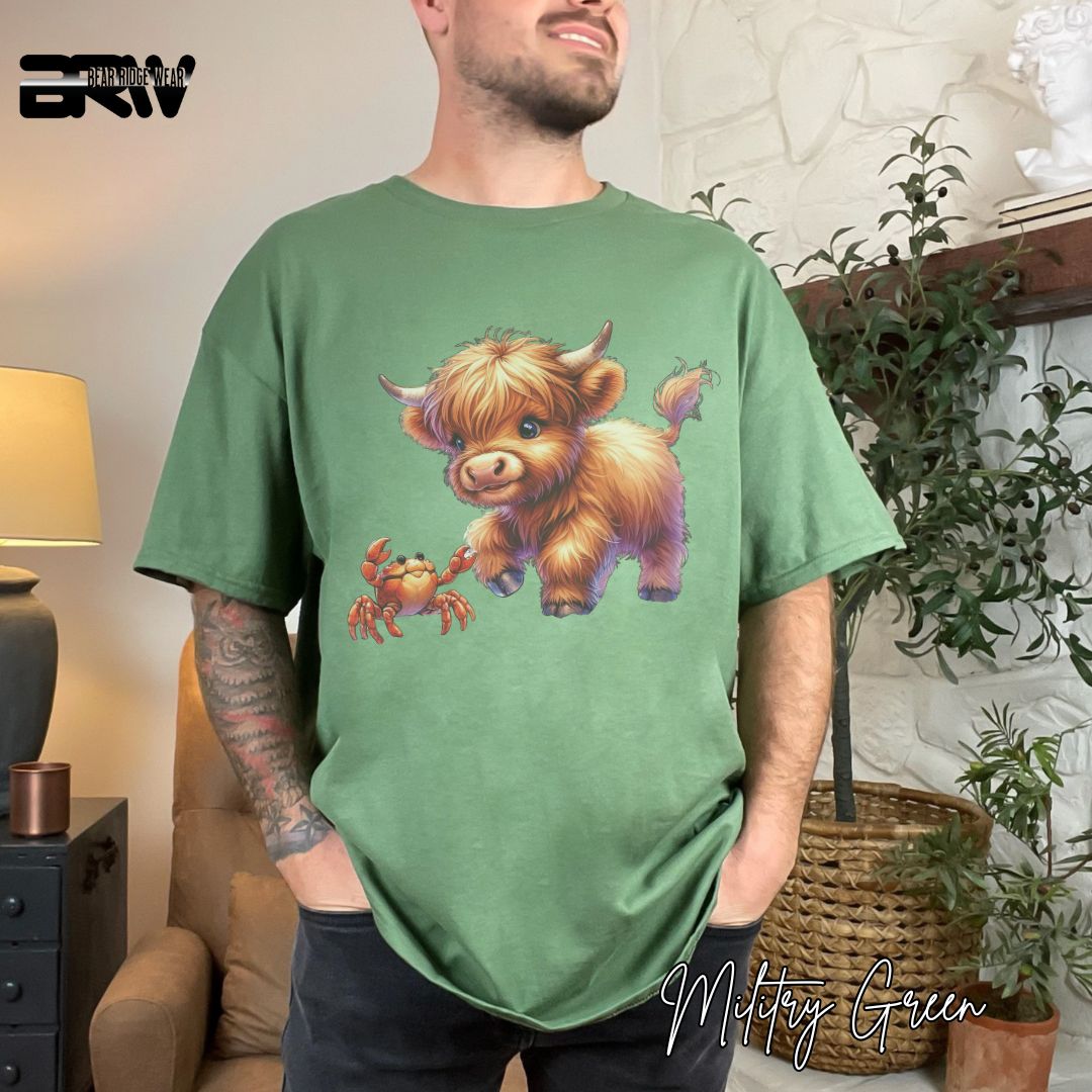 'Highland Cow-Crab' Summer T- Shirt