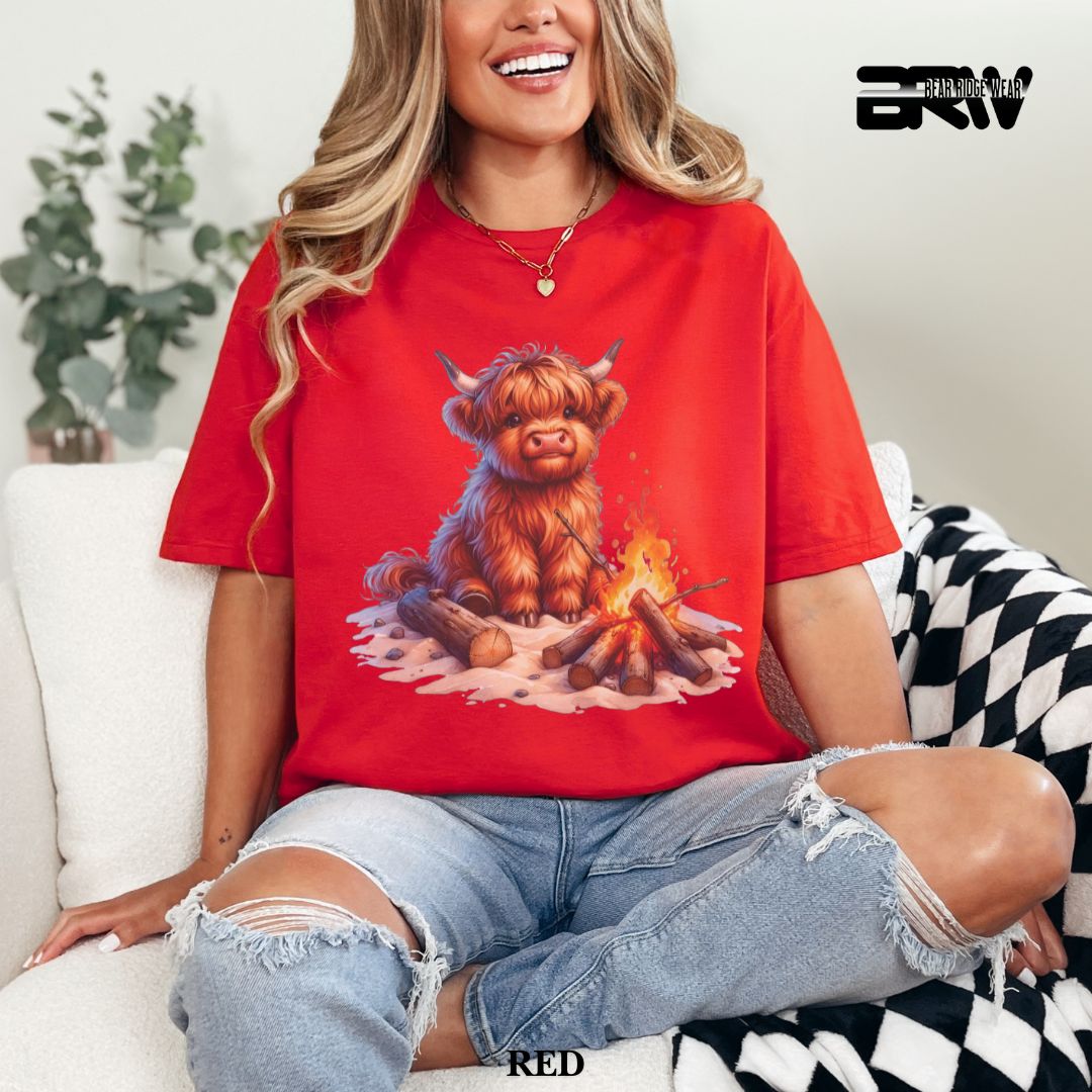 'Highland Cow- Bonfire'  Summer Tee