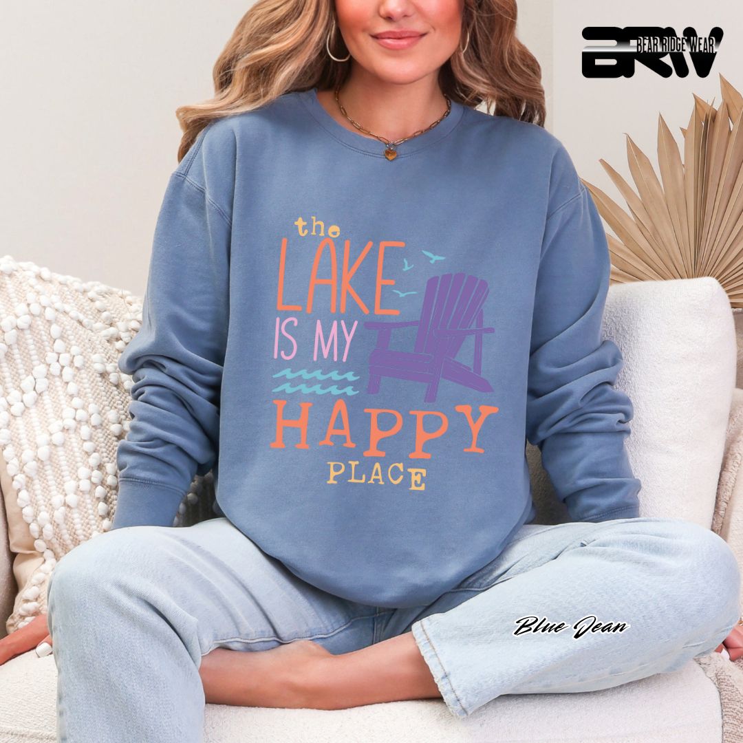 'The Lake Is My Happy Place' Summer Crewneck Sweatshirt