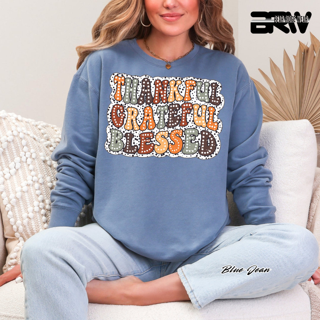 'Thankful Grateful Blessed' Fall Crewneck Sweatshirt