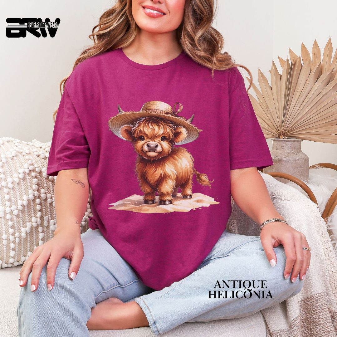 'Highland Cow-Sun Hat'  Summer Tee