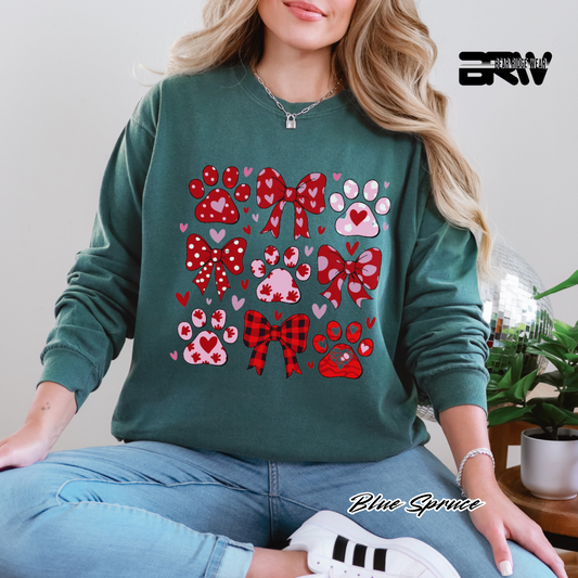 'Dog Paws and Ribbons' Long Sleeve Tee