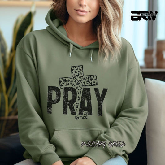 'Pray With Leopard Cross'  Faith Hoodie