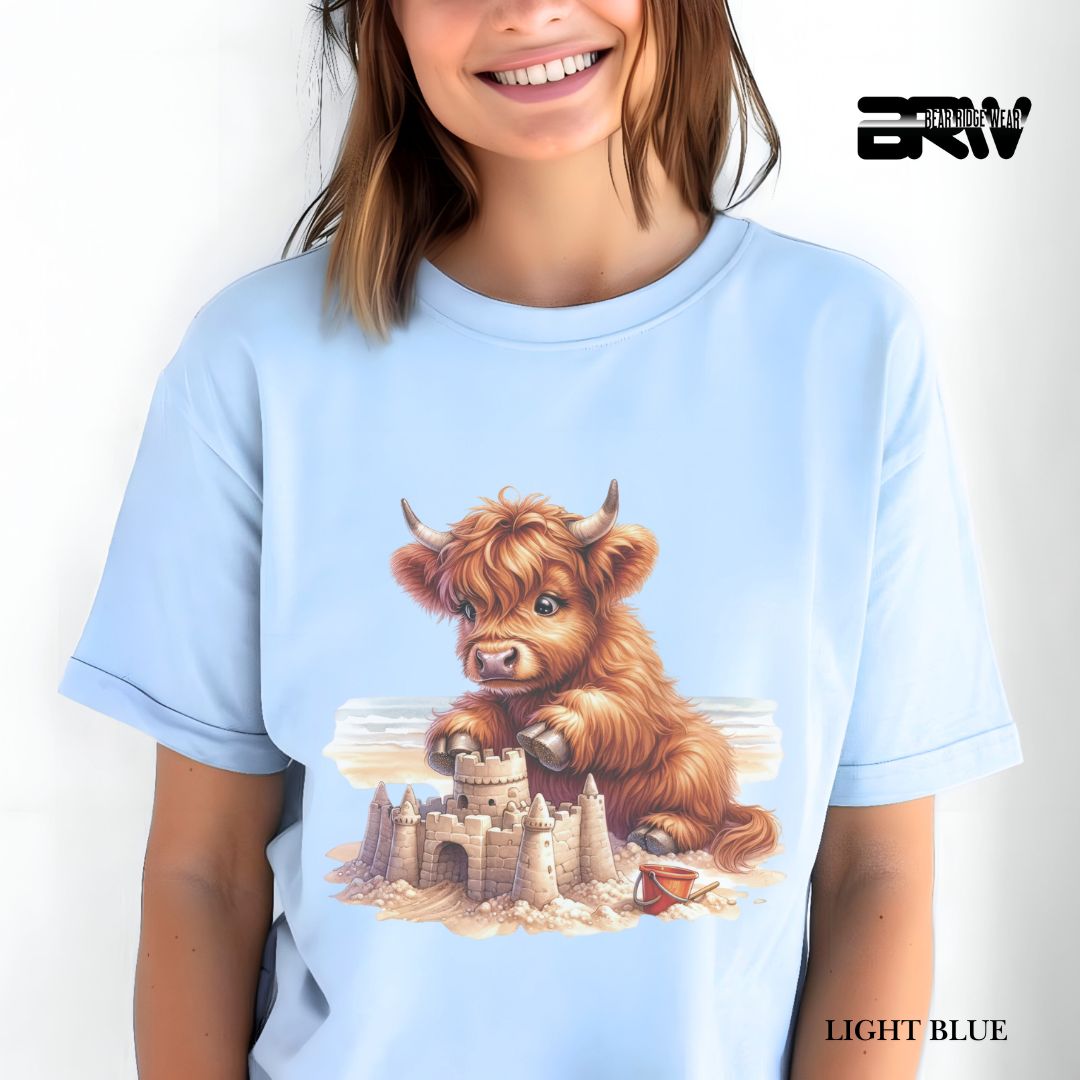 'Highland Cow-Sandcastle' 2 Summer Tee