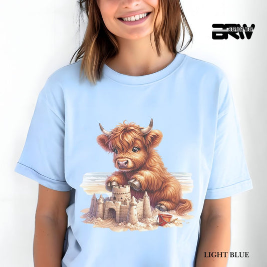 'Highland Cow-Sandcastle' 2 Summer Tee