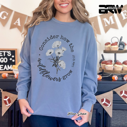 'Consider How the Wildflower Grow' Faith Crewneck Sweatshirt