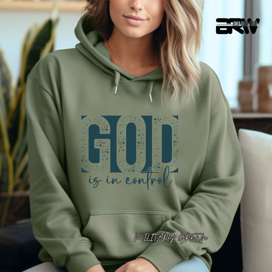 'God Is In Control' Blue Stroke  Faith Hoodie