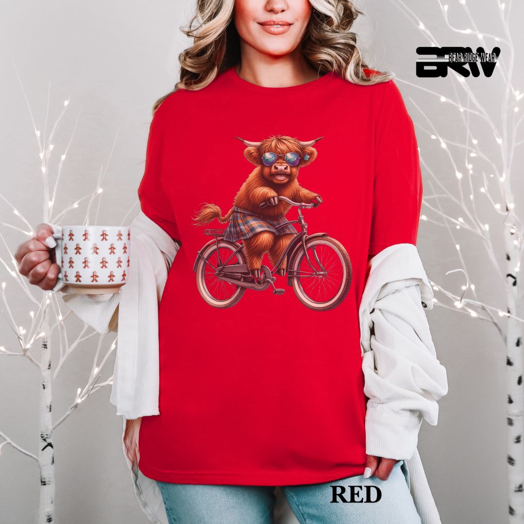 'Highland Cow-Bicycle'  Summer Tee