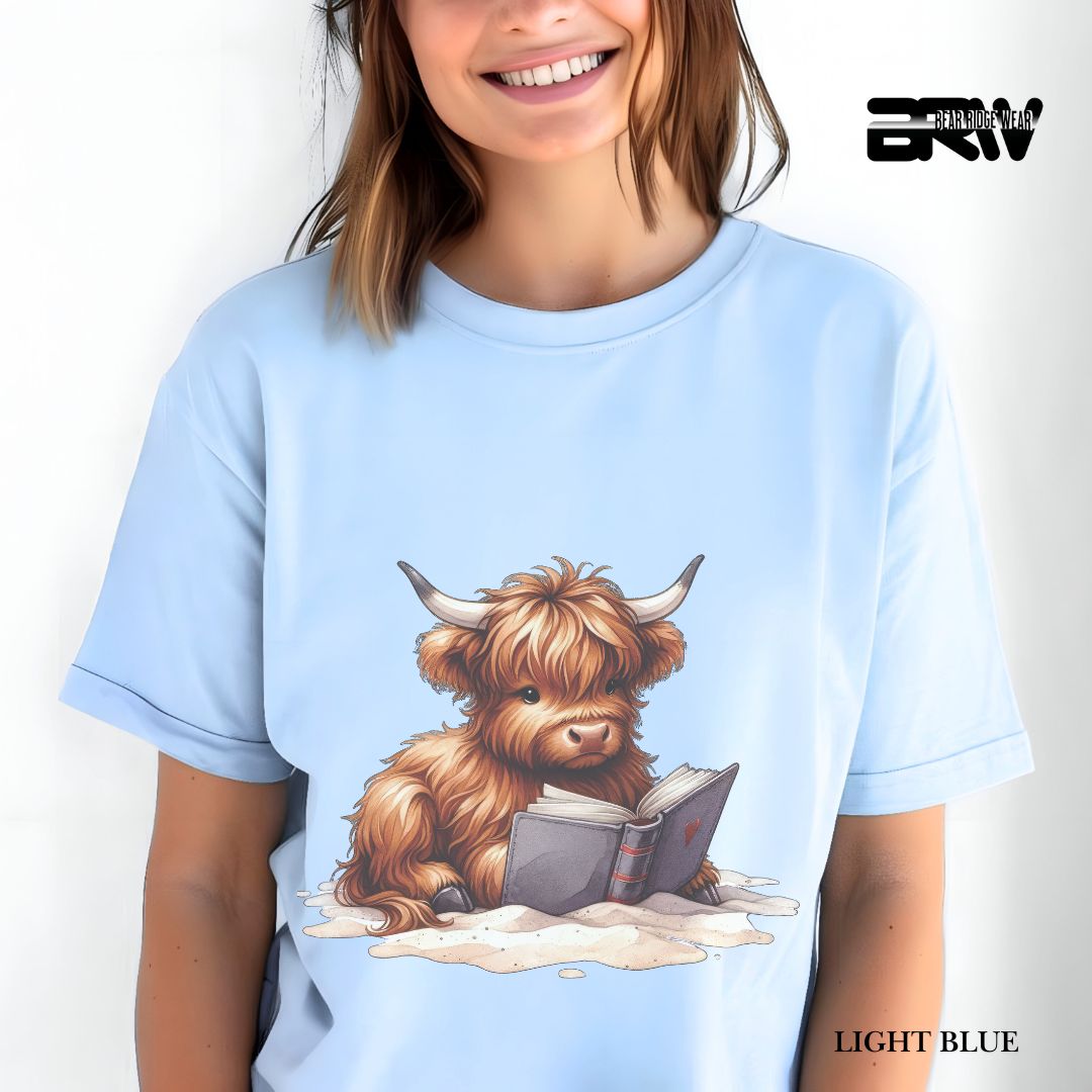 'Highland Cow-Beach-Book' 2 Summer Tee