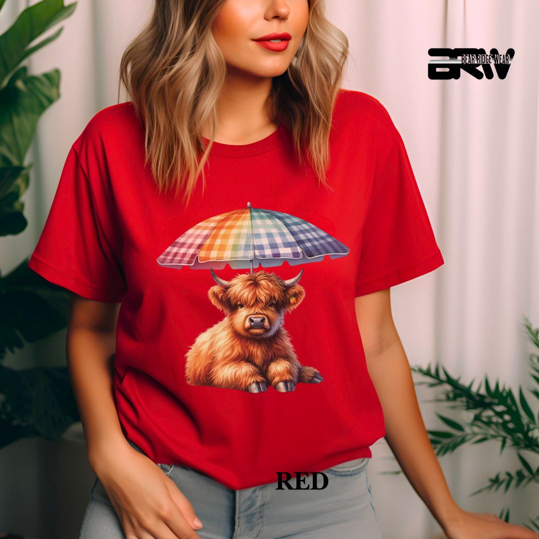 'Highland Cow-Umbrella'  Summer Tee