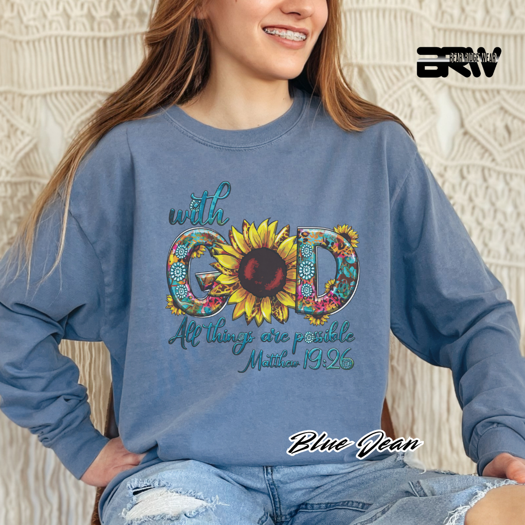 'With God All Things Are Possible' Long-Sleeve Faith Tee
