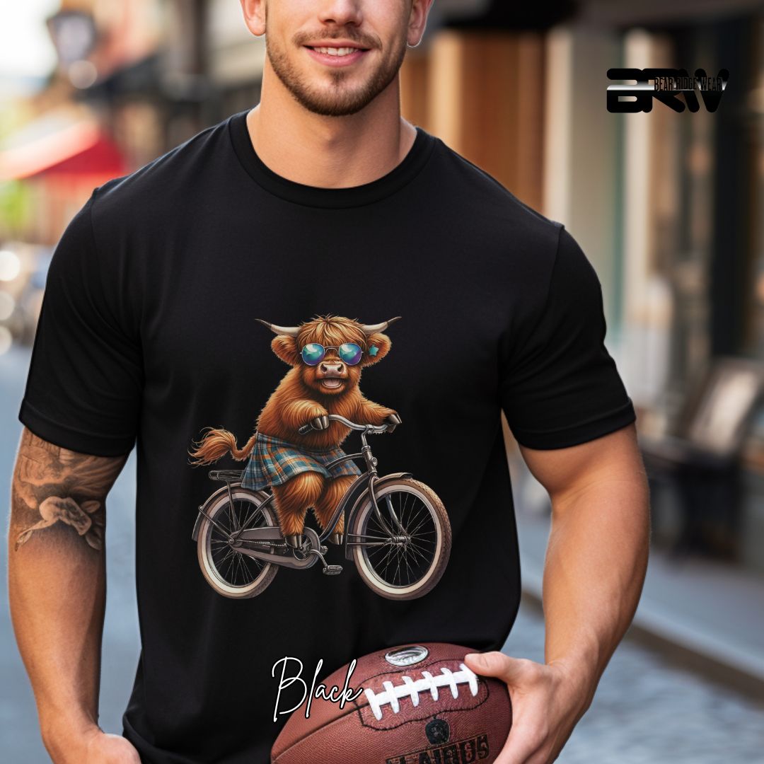 'Highland Cow- Bicycle' Summer T- Shirt