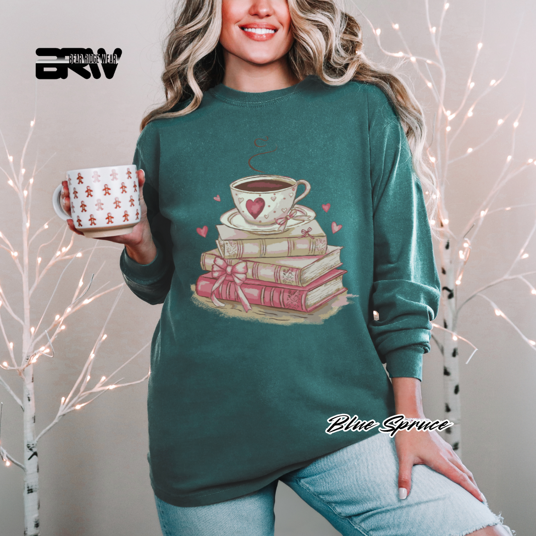 'Coffee on Top of the Books' Long Sleeve Tee